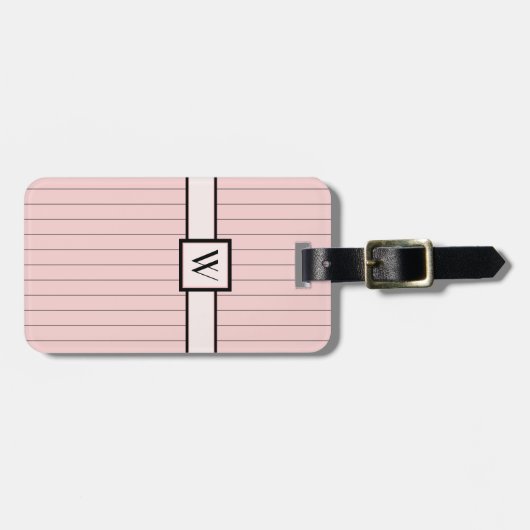 Rosa mit schwarzem Pinstreifen - Gepäckanhänger (Vorderseite horizontal)