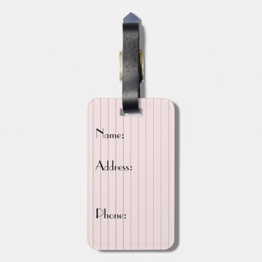 Rosa mit schwarzem Pinstreifen - Gepäckanhänger (Rückseite vertikal)