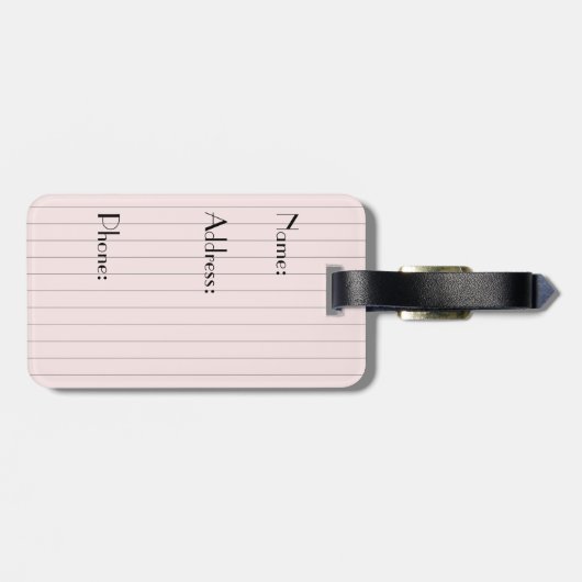 Rosa mit schwarzem Pinstreifen - Gepäckanhänger (Rückseite horizontal)