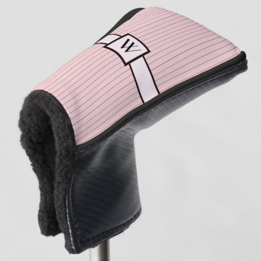 Rosa mit schwarzem Pinstreifen Putter Abdeckung Golf Headcover (3/4 Vorderseite)