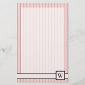 Rosa mit schwarzem Pinstripes-Bodenbelag Briefpapier (Vorderseite)