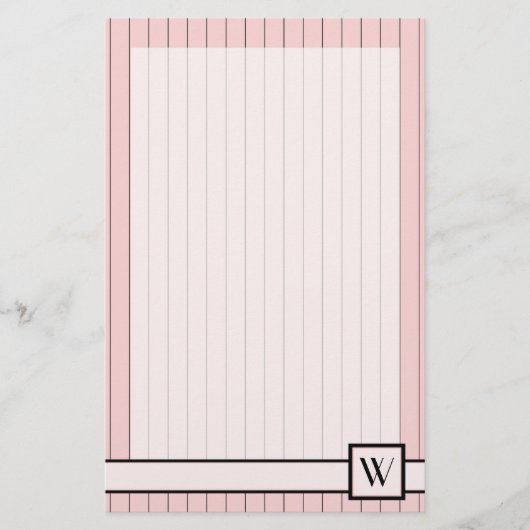 Rosa mit schwarzem Pinstripes-Bodenbelag Briefpapier (Vorderseite)