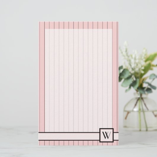 Rosa mit schwarzem Pinstripes-Bodenbelag Briefpapier (Stehend Vorderseite)
