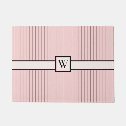 Rosa mit schwarzem Pinstripes Doormat Fußmatte (Vorderseite)