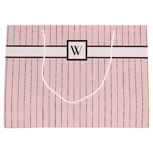 Rosa mit schwarzem Pinstripes-Geschenktasche Große Geschenktüte (Vorderseite)
