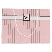 Rosa mit schwarzem Pinstripes-Geschenktasche Große Geschenktüte (Rückseite)