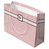 Rosa mit schwarzem Pinstripes-Geschenktasche Große Geschenktüte (Rückseite Schrägansicht)