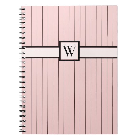 Rosa mit schwarzem Pinstripes-Notebook Notizblock (Vorderseite)