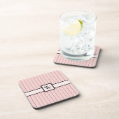 Rosa mit schwarzem Pinstripes Square Untersetzer (Rechte Seite)