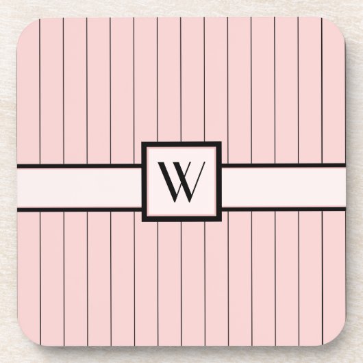 Rosa mit schwarzem Pinstripes Square Untersetzer (Vorderseite)