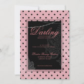 Rosa mit schwarzem Polk dots Frühstücksbrunch Einladung (Vorderseite)