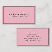 Rosa mit schwarzem Rand Minimalistisch Visitenkarte (Vorne/Hinten)
