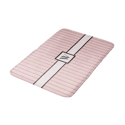 Rosa mit schwarzen Pinstripes Bath Mat Badematte (Schrägansicht)