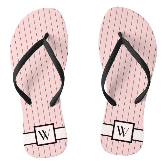 Rosa mit schwarzen Pinstripes Flip Flops Badesandalen (Fußbett)