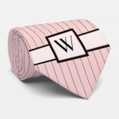 Rosa mit schwarzen Pinstripes Krawatte (Gerollt)