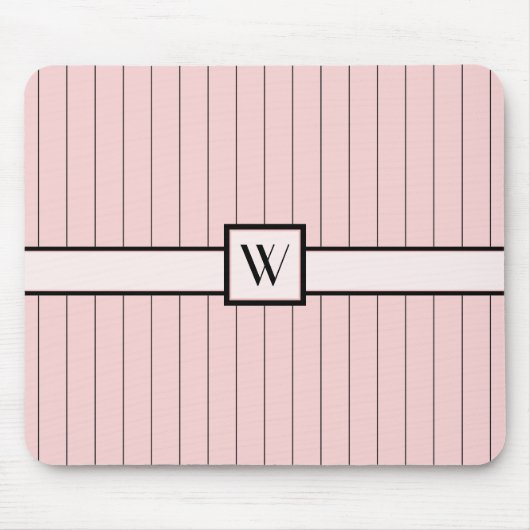 Rosa mit schwarzen Pinstripes Mousepad (Vorne)