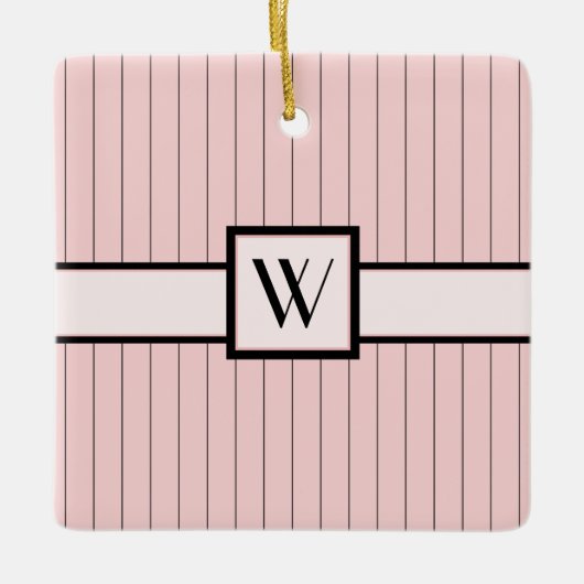 Rosa mit schwarzen Pinstripes Ornament (Vorderseite)