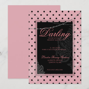 Rosa mit schwarzen Tupfen Frühstück Brunch Einladung