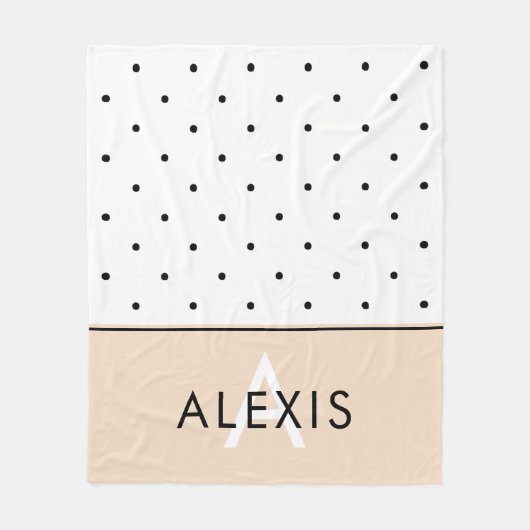 Rosa mit schwarzen und weißen Polka-Punkten Fleecedecke (Vorderseite)
