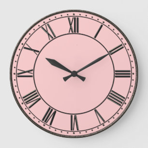Rosa mit schwarzen Vintage-Römischen Ziffern Große Wanduhr