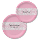 Rosa mit Spitzen-Baby-Dusche Pappteller