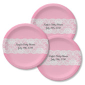 Rosa mit Spitzen-Baby-Dusche Pappteller