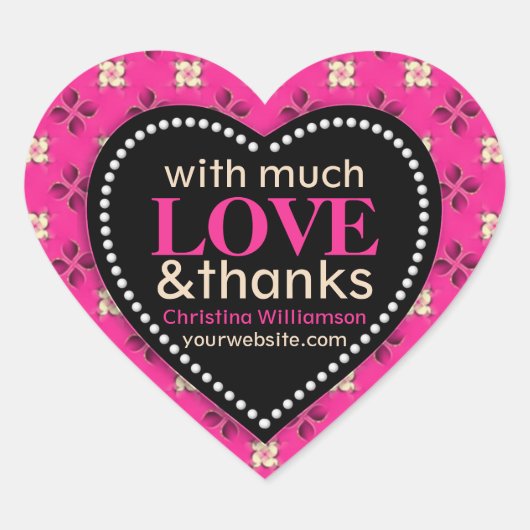 Rosa mit viel Liebe und Dank Liebe Herzsticker Herz-Aufkleber (Vorderseite)