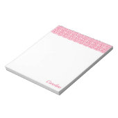 Rosa mit weißem Crochet-Lace-Muster Notizblock (Rotiert)
