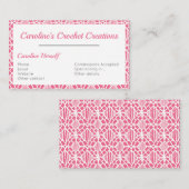 Rosa mit weißem Crochet-Lace-Muster Visitenkarte (Vorne/Hinten)