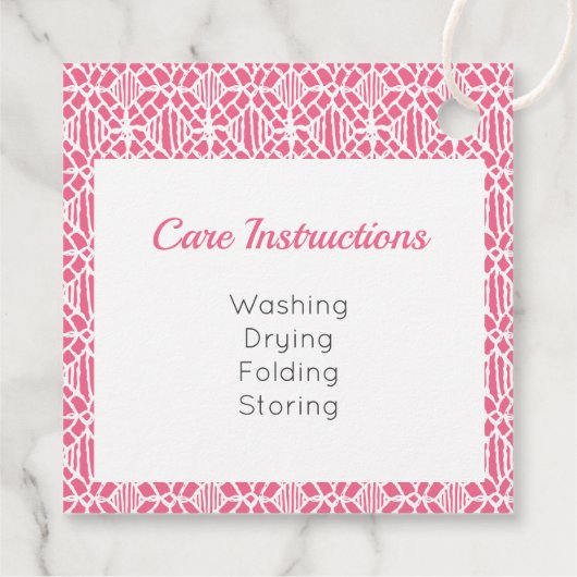 Rosa mit weißem Crochet-Spitzen-Muster Geschenkanhänger (Rückseite)