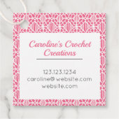 Rosa mit weißem Crochet-Spitzen-Muster Geschenkanhänger (Vorderseite)