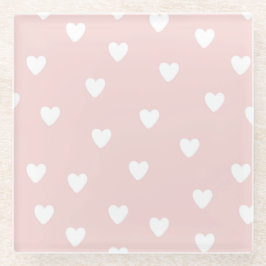 Rosa mit weißem Herzen Glasuntersetzer