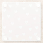 Rosa mit weißem Herzen Glasuntersetzer (Rückseite)