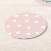 Rosa mit weißem Herzen Runder Pappuntersetzer (Angewinkelt)