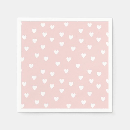 Rosa mit weißem Herzen Serviette (Vorderseite)