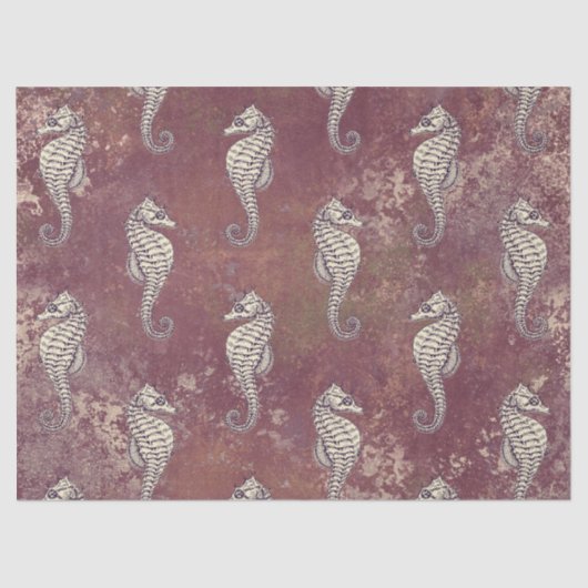 Rosa mit Weißem Seepferd-Dekopulationspapier Seidenpapier (Vorderseite)