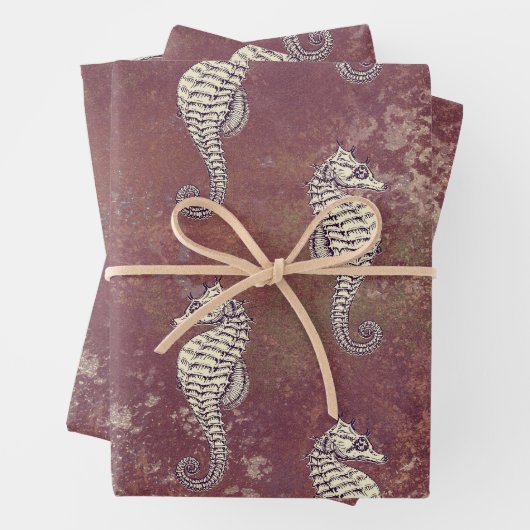 Rosa mit weißem Seepferd Geschenkpapier Set (Beispiel)