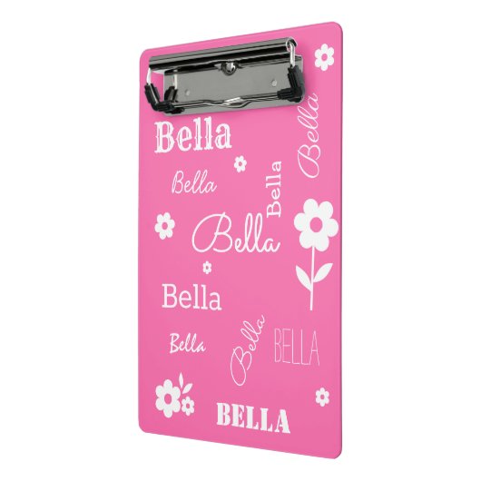 Rosa mit weißen Blume, kundenspezifisch Mini Klemmbrett (Gewinkelt2)