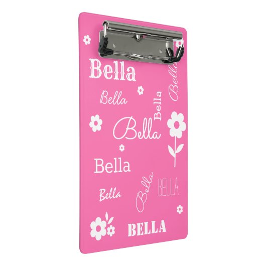 Rosa mit weißen Blume, kundenspezifisch Mini Klemmbrett (Schrägansicht)