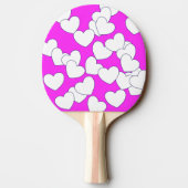 Rosa mit weißen Herzen Tischtennis Schläger (Rückseite)
