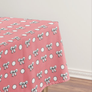 Rosa mit weißen Polka-Punkten und Cartoon-Bögen Tischdecke