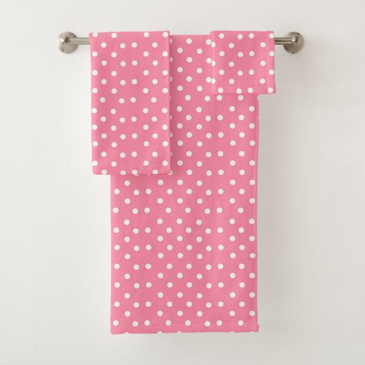 Rosa mit weißen Punkten Badhandtuch Set (Insitu)