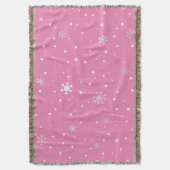 Rosa mit weißen Punkten und Schneeflocken Decke (Vorderseite Vertikal)