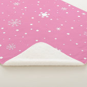 Rosa mit weißen Punkten und Schneeflocken Sherpadecke (3/4)