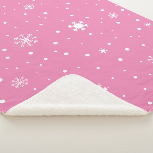 Rosa mit weißen Punkten und Schneeflocken Sherpadecke (3/4)