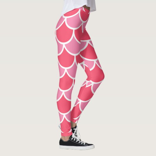 Rosa mit weißer Scallop Design Sommer Look Leggings (Rechts)
