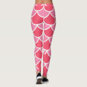 Rosa mit weißer Scallop Design Sommer Look Leggings (Rückseite)
