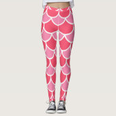 Rosa mit weißer Scallop Design Sommer Look Leggings (Vorderseite)