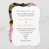 Rosa mit weißer Spitze Goldklee Hochzeit Einladung (Vorne/Hinten)