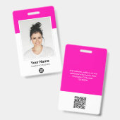 Rosa Mitarbeiter riesige Foto Qr Bar Code Logo Nam Ausweis (Vorder- & Rückseite)